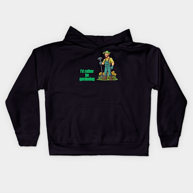 Cartoon design of a male gardener with humorous saying Kids Hoodie by CPT T's